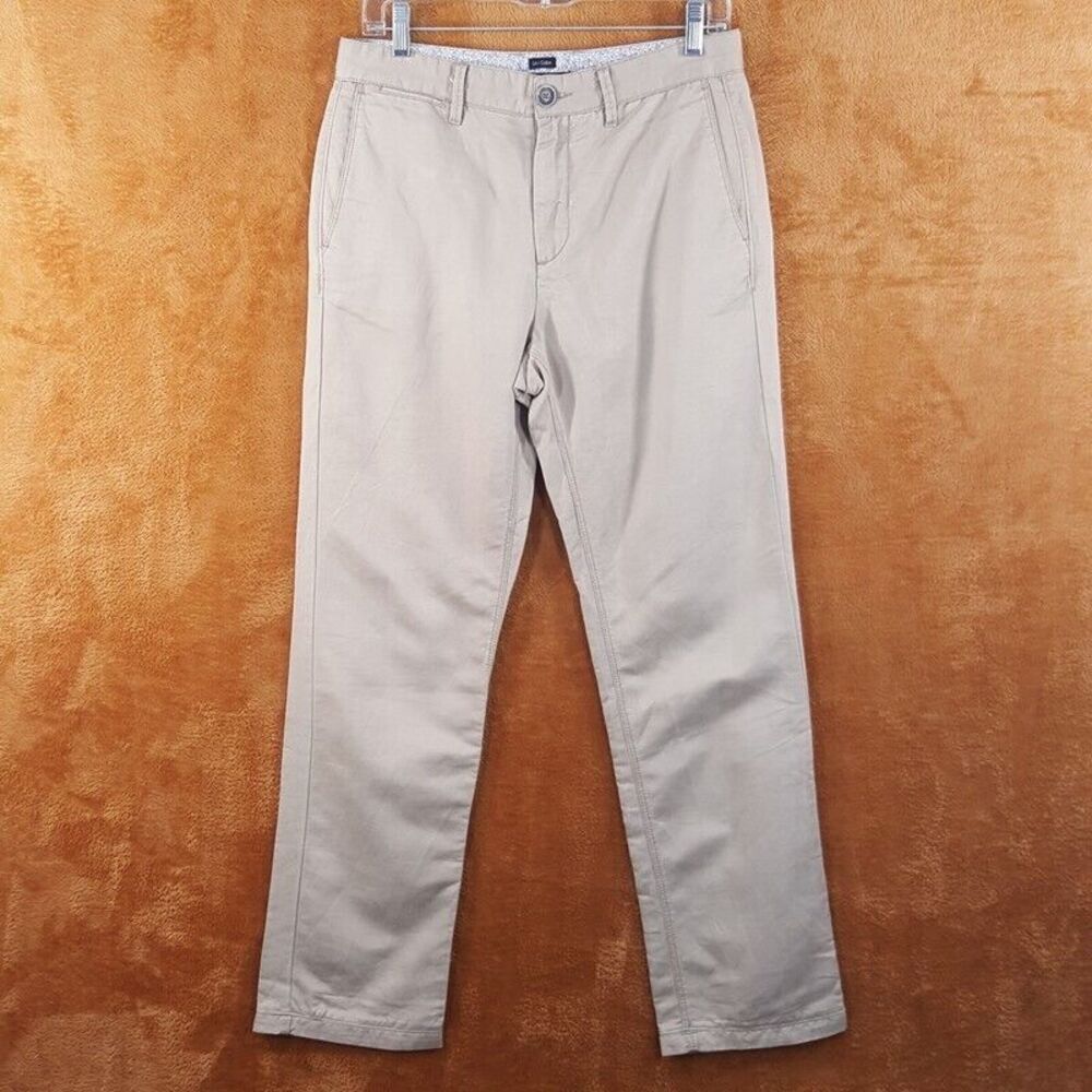 BURTON LONDON Mens Pants Size 40 Tan Chino Linen Cotton Straight Leg Classic